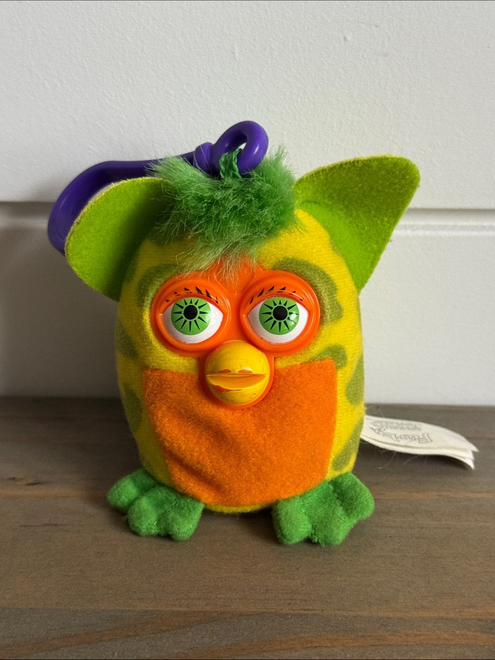 McDonald’s | Orange, Green, and Yellow Cheetah Printed Furby (2000) - Bag Clip